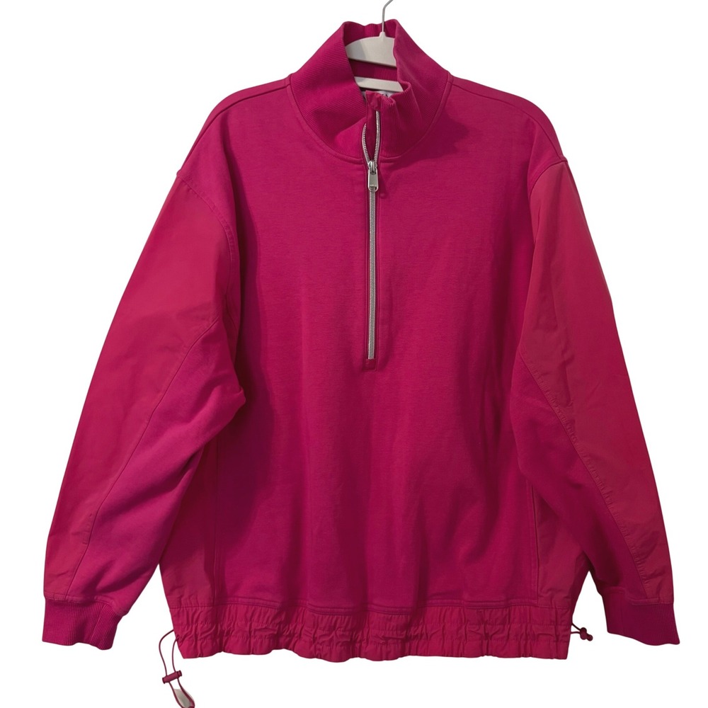Athleta Triumph Hybrid Half Zip Sweatshirt M Barbie Pink Athletic‎ Outdoors